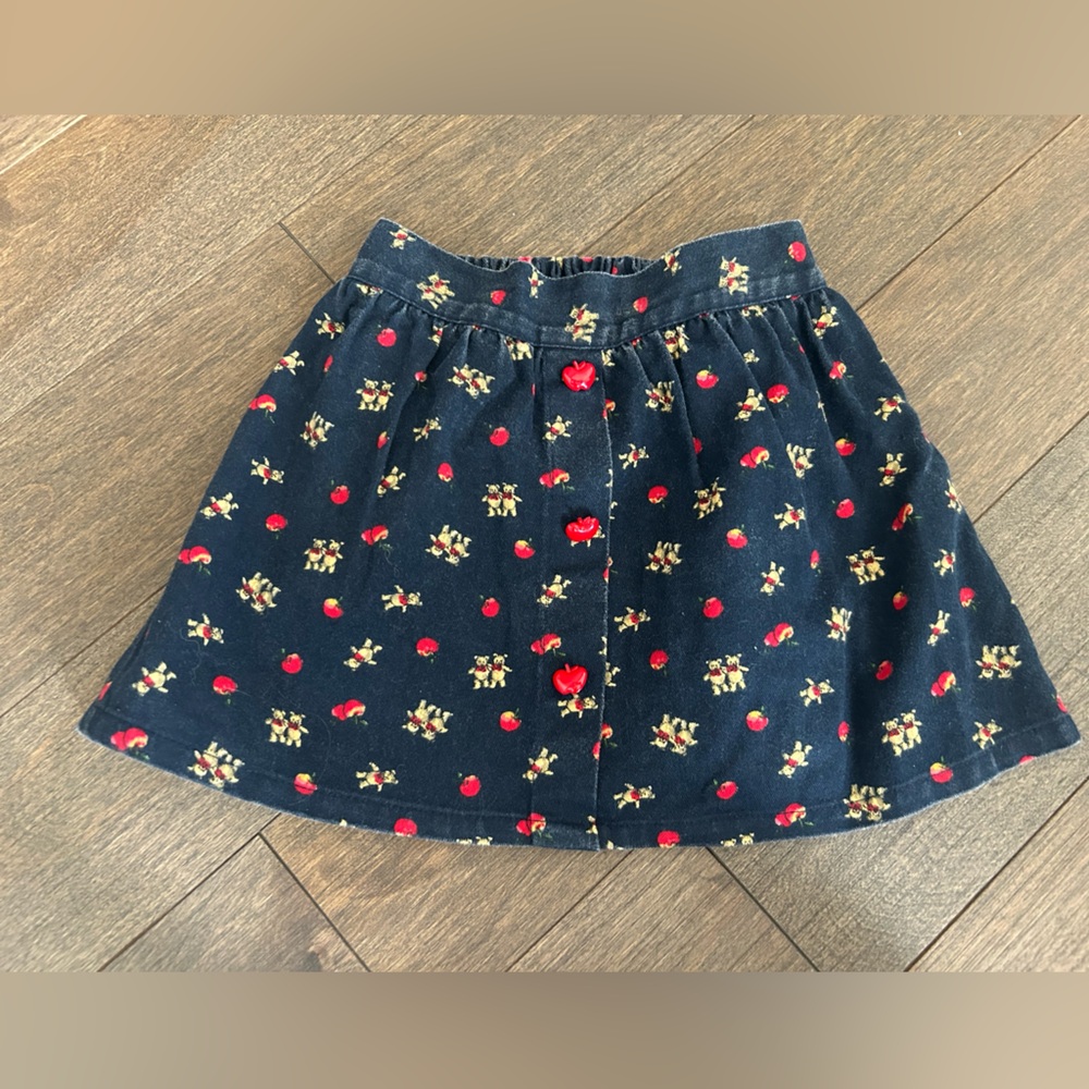 Vintage pink soda skirt with apples & bears size 4T